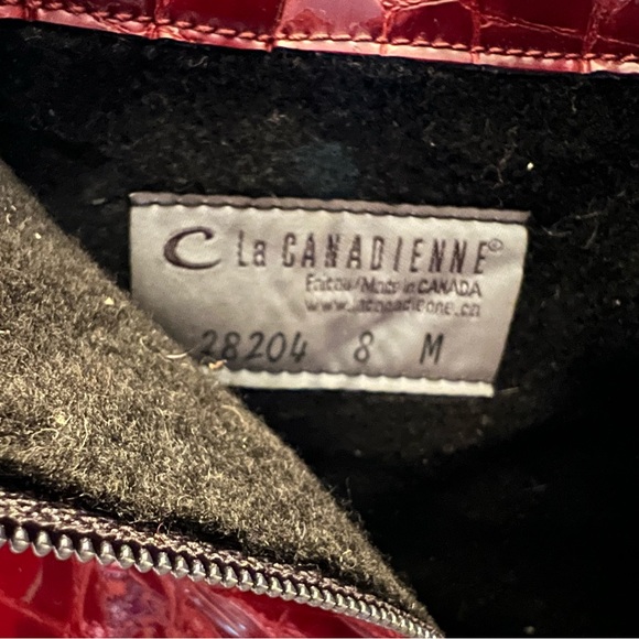 La Canadienne Snake Embossed Boots in Dark Red. Sz8 - Picture 12 of 14